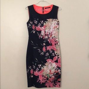 Navy and pink shift dress